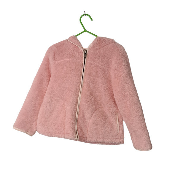 Old Navy Girls Full Zip up Hoodie Faux Fur Jacket Pink Sz‎ 4T - Picture 1 of 4